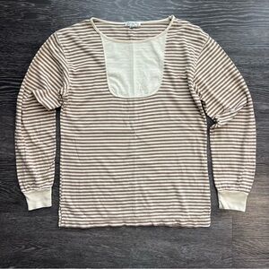 VTG Christian Dior Actifs Line 100% Cotton Lisle RN 14321 Cream/Brown Top